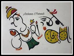 My Rangoli Ganpati In The Form Of Names Rajesh Manisha Do Not Miss The Video For This Rangoli Tomorrow Morning Ganpati Name Art Ganesh Art Name Art