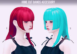 The hime cut, known as the hairstyle for japanese princesses is a hairstyle that has been trending within the it's a fairly unique hairstyle as the front and sides of the hair are cut shorter than the back. Sims 3 Cc Blog Imadako Hime Cut Bangs Accessory