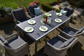 Essgruppe Neapel Xl Mit Verlangerbarem Tisch Fur 8 Personen Polsterfarbe Grau Bomey Handel Gbr Gartenmobel Sets Sessel Grau Outdoor Dekorationen
