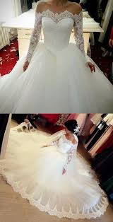 Elegant Off The Shoulder Wedding Dresses Ball Gowns Long Sleeves Ball Gowns Wedding Ball Gown Wedding Dress Wedding Dresses Lace