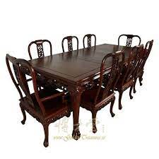 This rosewood sideboard is a fine example of traditional chinese furniture. Vintage Chinese Carved Rosewood Dining Table With 8 Chairs Set Ebay