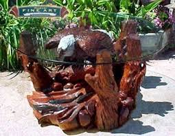 Vintage coffee, side & console tables. Hand Crafted Wood Carved Eagle And Trout Stream Dining Table By Hamari Design Custommade Com