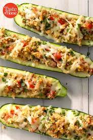 Italian Sausage Stuffed Zucchini Recipe Recipes Zucchini Sausage Stuffed Zucchini