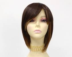 11 Inches Dark Brown With Copper and Golden Blonde Underlayer Heat  Resistant Short Straight Bob Wig With Bangs [wina-4-27/24]