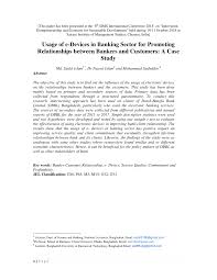 Maintenance of future funds transfer or favourite accounts. Pdf Usage Of E Devices In Banking Sector For Promoting Relationships Between Bankers And Customers A Case Study