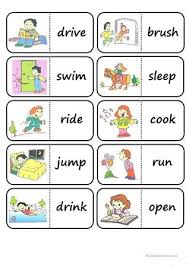 Action Words Domino English Esl Worksheets Action Words Kids English English Language Teaching