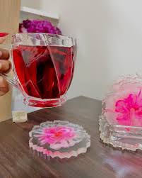 Sandy Clear Glass Cup Available 180ml Price Point: 1750 for a set of 6  Resin Coaster also Available (slide left to see the full set) Price point:  2500/= for a set of