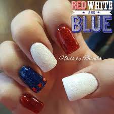 Red White And Blue Glitter Acrylic Nails 4th Of July Memorial Day Red Nails Nails Acrylic Nails