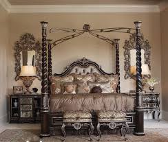Mirror 44.5l x 2.5d x 42h. 4 Post Master Bedroom Sets Four Post Bed Design With Classy Style Plus Sunbrust Mirror Ideas Four Post Bed Luxurious Bedrooms Tufted Headboard