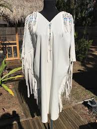 Leather Wedding Dress With Cape Native American Style Fringed Light Gray Pigskin Dress With Cape Wedding Dress Leather Wedding Dress American Wedding Dress