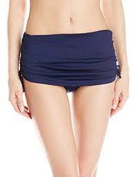Calvin Klein Womens Side Shirred Skirted Bikini Bottom Marine Small Want To Know More Click On The Skirted Bikini Skirted Bikini Bottoms Calvin Klein Woman