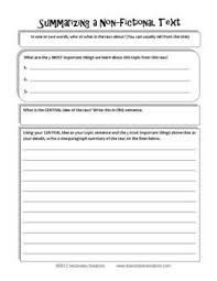 Determining The Central Idea And Writing Summaries For Non Fiction Free Pdf Worksheets Summary Writing Teaching Summarizing Reading Classroom