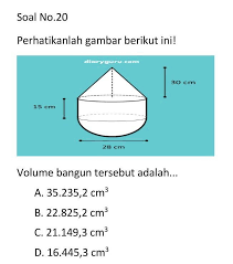 1 lihat jawaban tolonggggg itu dari buku detik detik yang usbn ya squadrajinbelajar squadrajinbelajar vol = 1/4 x phi x d x d x t Perhatikanlah Gambar Berikut Ini Volume Bangun Tersebut Adalah A 35 235 2 Cm B 22 825 2 Cm C Brainly Co Id