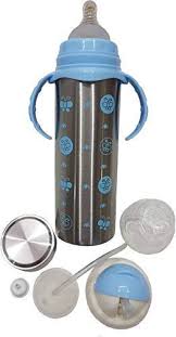 Buy Chinmay Kids Stainless Steel Multifunctional 3 In 1 Thermosteel Milk Feeding Bottle For New Born Toddler With Straw Sipper And Nipple Bpa Free 240 Ml Capacity Blue Online At
