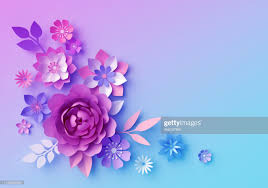 3d render botanical neon background pink blue paper flowers pastel neon backgrounds paper flowers flower backgrounds