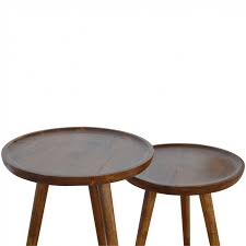 We stock rustic oak , modern oak , mango , both light and dark, sheesham, reclaimed pine, or even painted ones in white, grey. Solid Chestnut Finished Geometric Country Style Mango Wood 2pc Nest Of Tables Mango Wood Furniture