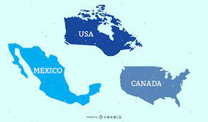 Posteriormente, el 27 de agosto de 2018 las negociaciones bilaterales entre estados unidos y méxico alcanzaron un entendimiento sobre los principales temas de importancia para ambos países. Mapa Plano De Estados Unidos Canada Y Mexico Descargar Vector