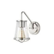 Home Decorators Collection Georgina 1 Light Brushed Nickel Wall Sconce Hb2627 35 The Home Depot Sconces Vintage Bulb Home Decorators Collection