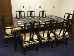 Set of four black lacquer asian stacking tables. Oriental Dining Room Sets Off 70