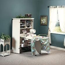 Sauder Harbor View Craft Armoire Antiqued White Walmart Com Craft Armoire Organization Furniture Sewing Furniture