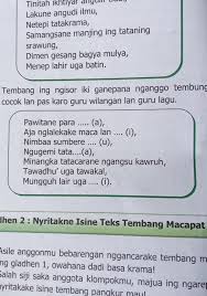Yang paling dikenal umum ada 11 jenis tembang macapat, yaitu, pucung, megatruh, pangkur, dangdanggula, dll. 4 Tembang Ing Ngisor Iki Ganepana Nganggo Tembung Sincocok Lan Pas Karo Guru Wilangan Lan Guru Brainly Co Id