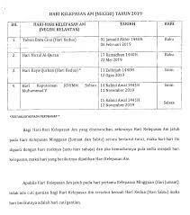 Malaysia public holidays 2019 (tarikh hari cuti umum malaysia 2019). Cuti Umum Kelantan 2019