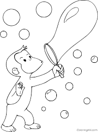 To print the coloring page: Curious George Blowing Bubbles Coloring Page Coloringall