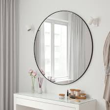 Lindbyn Mirror Black 110 Cm Ikea Round Mirror Bathroom Ikea Mirror Mirror Wall Bathroom