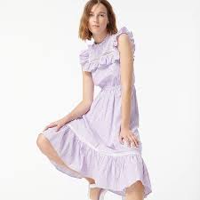 Jcrew Tiered Ruffle Dress In Stripe For Women In 2021 Tiered Ruffle Dress Ruffle Dress Dresses