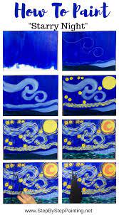 My version of 'starry night' by vincent van gogh. How To Paint Starry Night Starry Night Painting Night Painting Canvas Painting Diy