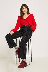 Bdg Black Contrast Stitch Skate Trousers Red And Black Outfits Contrast Outfit Aesthetic Clothes