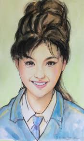 Mei Lin” Cute Chinese girl. If you play video games, you may recognize her  from Metal Gear Solid. I always paint the eyes first. The usual face color  mix of red, yellow,