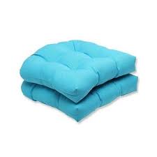 Set Of 2 Cancun Blue Tufted Wicker U Shape Chair Cushion Indoor Outdoor Outdoor Cushions And Pillows Perfect Pillow Chair Seat Cushion