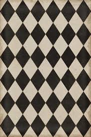 Diamonds Edward Vinyl Floorcloth Black White Vinyl Floorcloth Harlequin Area Mat Quick Ship Floor Cloth White Vinyl Flooring Vinyl Floor Covering