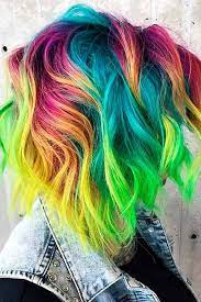 55 Sassy Short Curly Hairstyles 2021 To Wear At Any Age Neon Hair Hair Styles Rainbow Hair Color