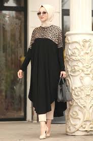 Neva Style Neva Style Leopar Desenli Siyah Tesettur Tunik 40003s Tesetturis Stylish Clothes For Women Muslim Fashion Outfits Muslimah Fashion Outfits
