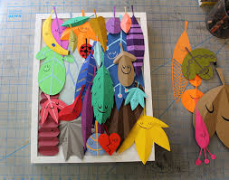 Leaf Pile Up Paper Art Cartoon Leaf Origami And Kirigami