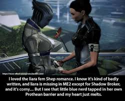 Mass Effect Confessions — Confession: I loved the liara fem Shep romance....