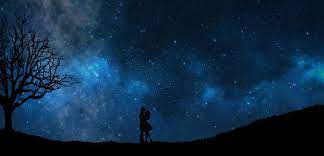 Blue Starry Sky Love Couple Photographic Print By Yurii Novosad Night Sky Wallpaper Sky Anime Background Images Wallpapers