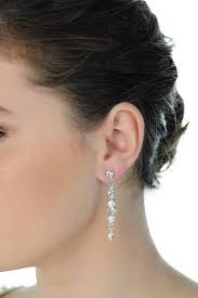 Long Crystal Drop Earrings Stefanie Long Drop Swarovski Earrings Silver  Sentani Boutique