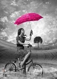 Black And White Bike Color With Colour Color Splash Pink Color Splash Photo Pink Umbrella