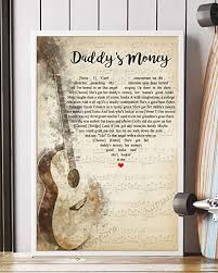 Lyrics to the song money. Amazon Com Kapparo Decor Gift Daddy S Money Song Lyrics Portrait Poster Guitar V2 Wall Art Print 11 X 17 Kitchen Dining