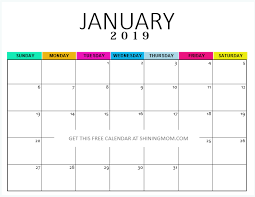 Free Printable January 2019 Calendar 12 Awesome Designs Free Calendar Template Printable Calendar Template Free Calendar