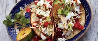 Fish tacos are typically made with fried fish, but i like cooking the fish in a skillet to keep it lighter, although you could certainly fry yours if you wish. divide fish evenly among tortillas. Curtis Stone Grilled Fish Pico De Gallo
