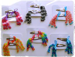 More Hair Accessories Made Using The Rainbow Loom These Too Will Be Added To My Craft F Rubber Band Crafts Rainbow Loom Creations Rainbow Loom Rubber Bands