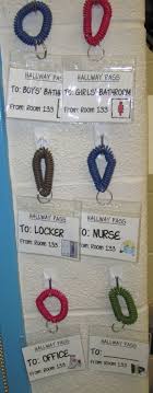 Hall Pass Print On Card Stock And Put Into Id Badge Holders On Coil Key Chains Both From Walmart Blank P Teacher Classroom Classroom Classroom Decorations