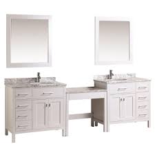 Design Element Two London 36 In W X 22 In D Vanity In White With Marble Vanity Top In Carrara White Mirror And Makeup Table In 2020 Marble Vanity Tops Single