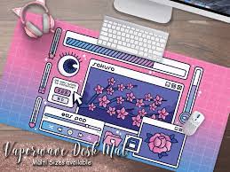 Give your computer a digital cleanse by organizing your folders and files with an aesthetic desktop organizer wallpaper. Retro Pastel Desk Mat 80s Desktop Vaporwave Desk Mat Cherry Etsy