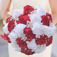 Maybe you would like to learn more about one of these? Amazon Com S Ssoy Customizable Romantic Wedding Bouquets Silk Flowers Bridal Holding Roses Bride Bridesmaid Brooch Bouquet With Pearl Diamond Crystal Ribbon Valentine S Day Free Corsage Wine Red White Home Kitchen