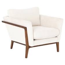 dorothy modern classic ivory upholstered birch wood occasional arm chair in 2021 living room chairs armchair wood arm chair